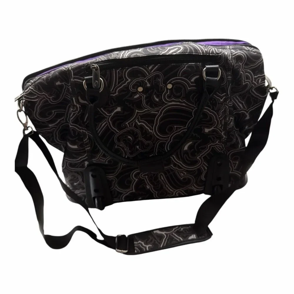 CALPAK Zanny Carry On Friendly Black Purple White Rolling Bag 3 Way Laptop Pouch